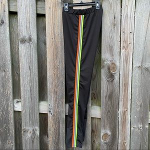 Vintage Retro 80s style  Black with colorful neon side stripe Track Pants